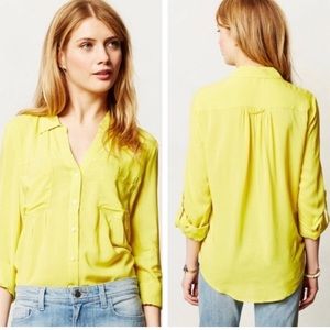 ANTHROPOLOGIE Maeve Yellow‎ Islet Button Down Blouse
